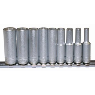 Teng Tools 9-Piece 1/4 in 6 Point Deep Socket Set, Chrome Vanadium, Satin Finish M1407