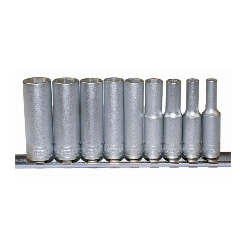 Teng Tools 9-Piece 1/4 in 6 Point Deep Socket Set, Chrome Vanadium, Satin Finish M1407