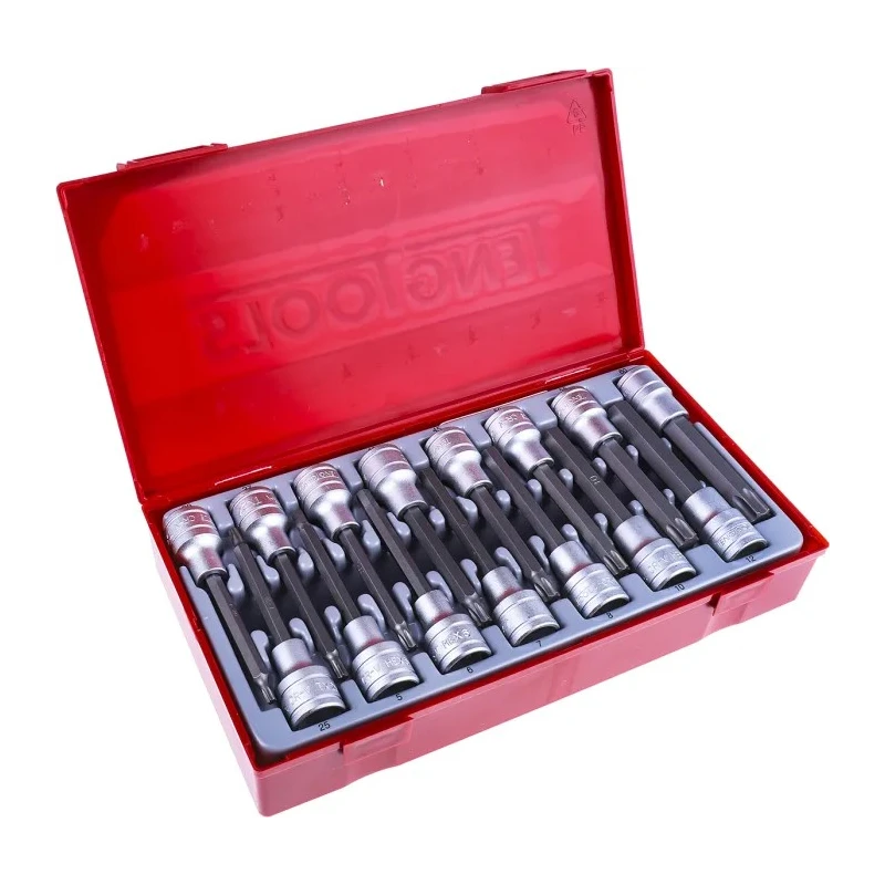Teng Tools 15-Piece 1/2 in Drive Bit Socket Set, Metric Hex & TX, Chrome Vanadium, Satin Finish TTTXH15