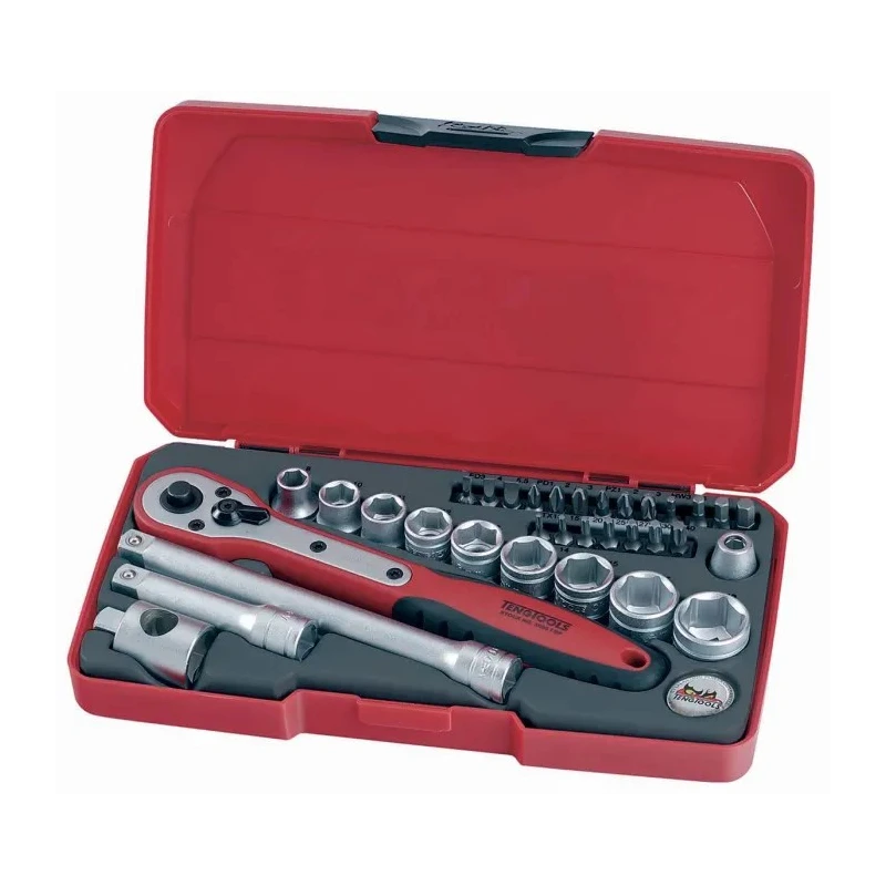 Teng Tools 34-Piece 3/8 in Hexagon Socket Set Chrome Vanadium Satin Finish T3834