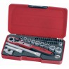 Teng Tools 34-Piece 3/8 in Hexagon Socket Set Chrome Vanadium Satin Finish T3834