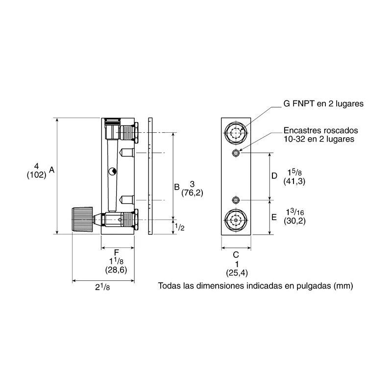 Instruments Direct FR Series Variable Area Flow Meter, 0.04L/min–0.5L/min, Acrylic, 1/8 NPT Female, 65°C, Model 2510A2A12BVBN