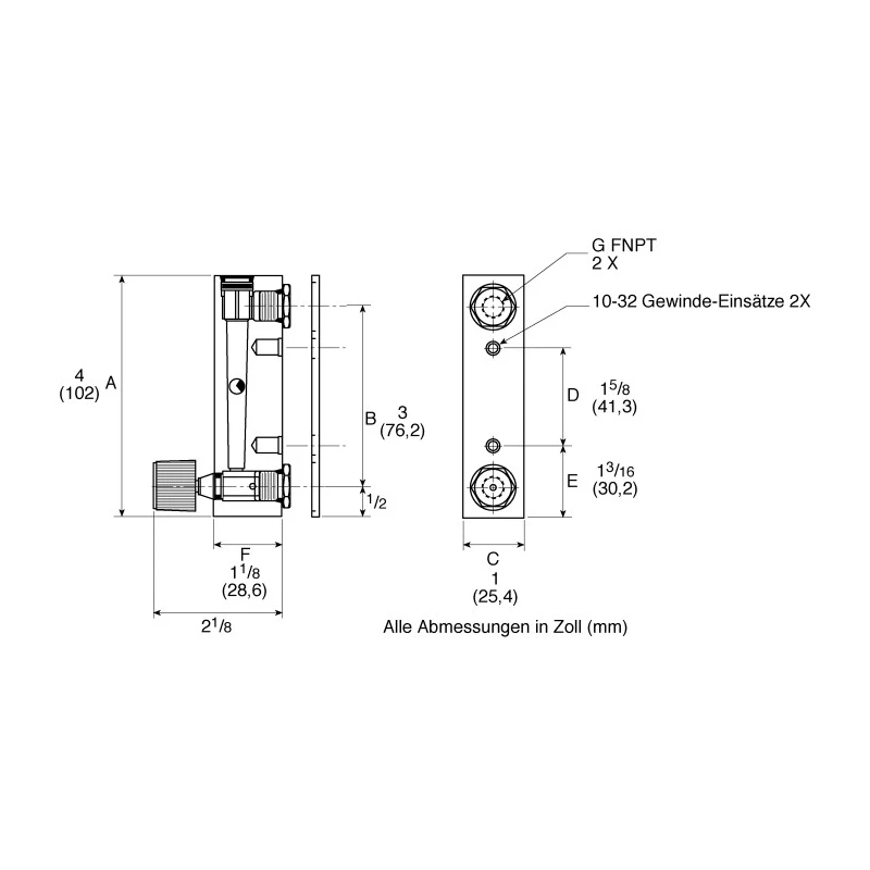 Instruments Direct FR Series Variable Area Flow Meter, 0.04L/min–0.5L/min, Acrylic, 1/8 NPT Female, 65°C, Model 2510A2A12BVBN