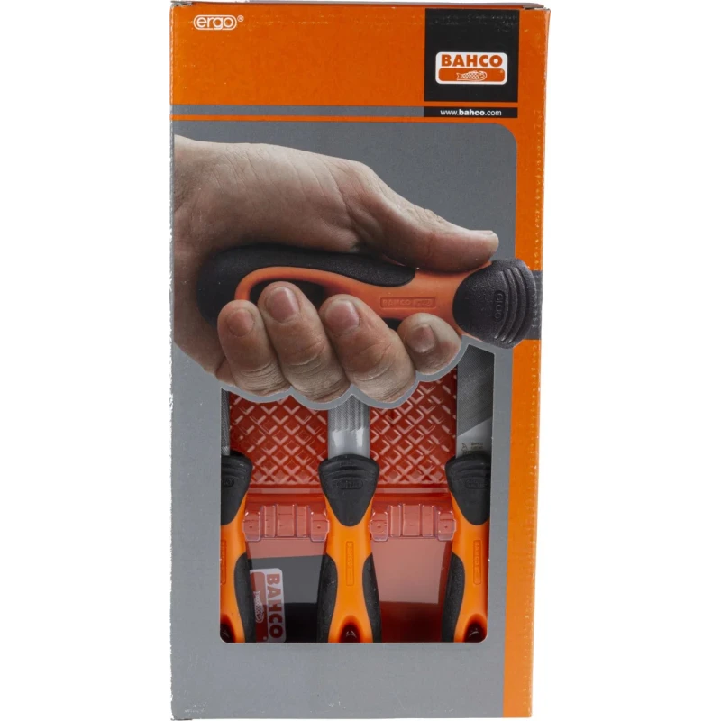 Bahco Engineers File Set Second Cut Round Handle Ergo 200 mm 1-473-08-2-2