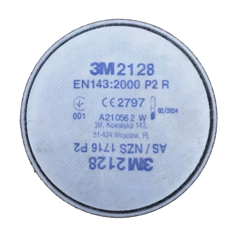 3M Particulate Respirator Filter 2128, Bayonet Connection, White, For 6000 & 7000 Series