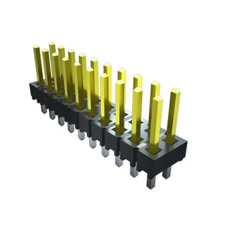 Samtec Right Angle Through Hole Pin Header, 30 Contacts, 2.54 mm Pitch, 3 Row, Unshrouded TSW-110-08-L-T-RA