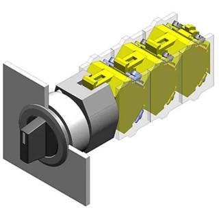 EAO 3 Position Selector Switch Head, 30.5 mm Cutout, IP65, Black Handle, Series 4 704.403.018