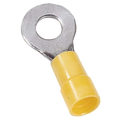 MECATRACTION N Series Insulated Ring Terminal, Polyamide, M6 Stud, 14–10 AWG, Yellow, C100NC2-6
