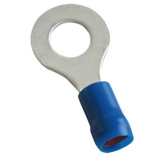 Mecatraction S Insulated Ring Terminal M10 Stud, Polycarbonate, Blue, 18–14 AWG C100SB2-10