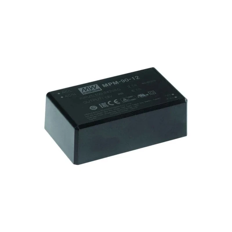 MEAN WELL Switching Power Supply, 48V DC 1.88A, 90W, Chassis Mount, High Efficiency 93%, MPM-90-48