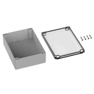 RS PRO Polycarbonate General Purpose Enclosure, IP66, IK07, Grey, Clear Lid, 200x150x75 mm, 5U2 Series 201-0146