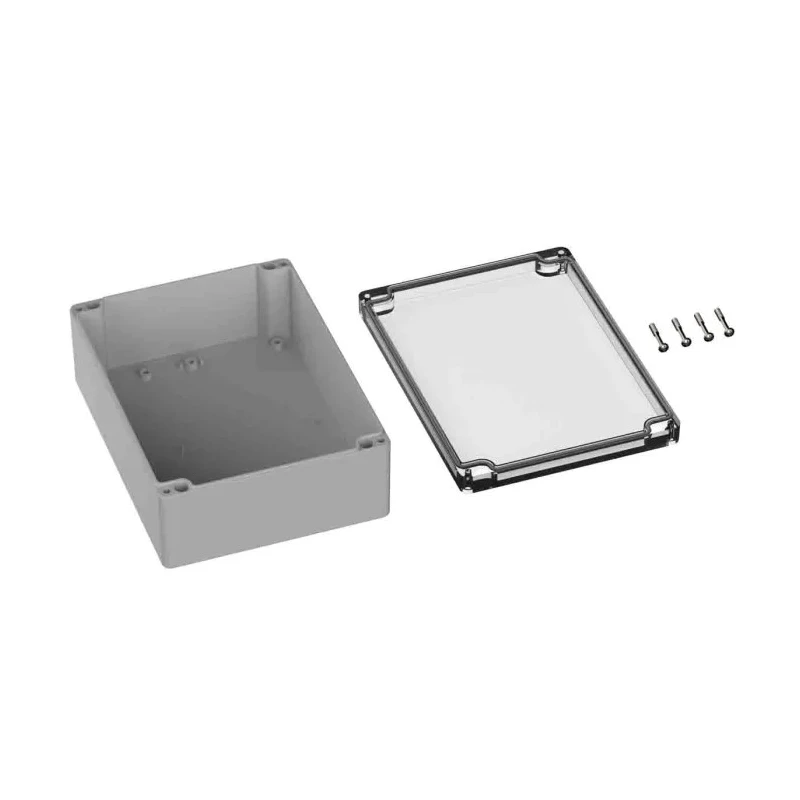 RS PRO Polycarbonate General Purpose Enclosure, IP66, IK07, Grey, Clear Lid, 200x150x75 mm, 5U2 Series 201-0146