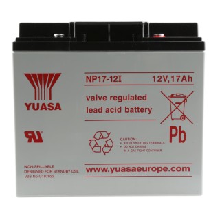 Yuasa Sealed Lead Acid Battery, 12V 17Ah, M5 Insert Terminal, VRLA AGM, NP17-12I