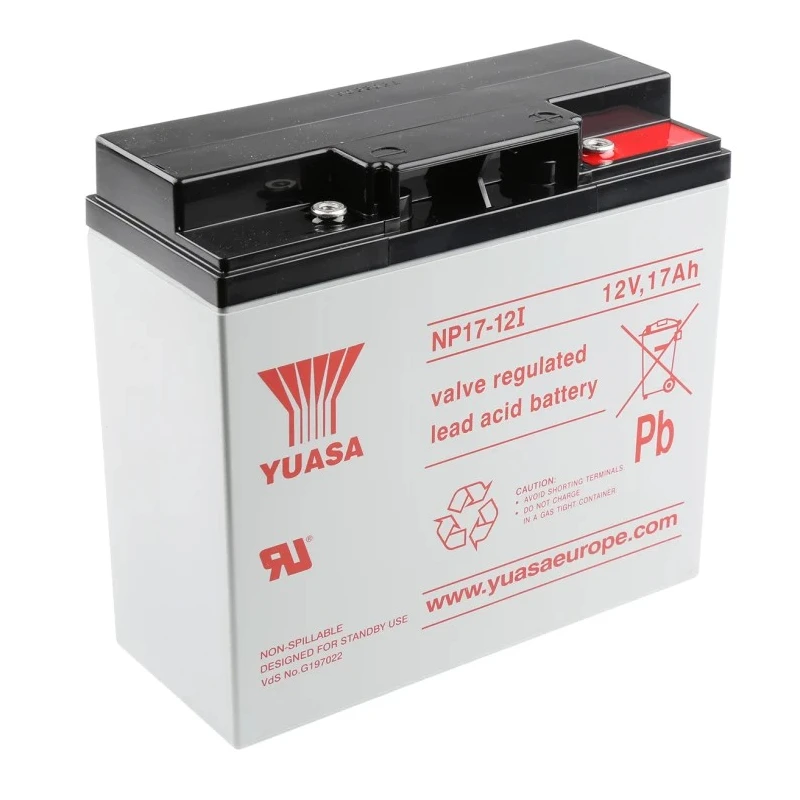 Yuasa Sealed Lead Acid Battery, 12V 17Ah, M5 Insert Terminal, VRLA AGM, NP17-12I