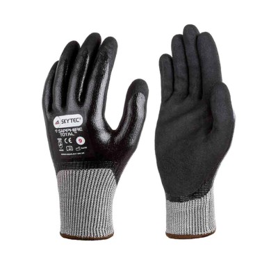 Skytec Black, Grey Nitrile Foam Work Gloves, Size 10, Cut/Abraison/Puncture/Tear Resistant SKY0012