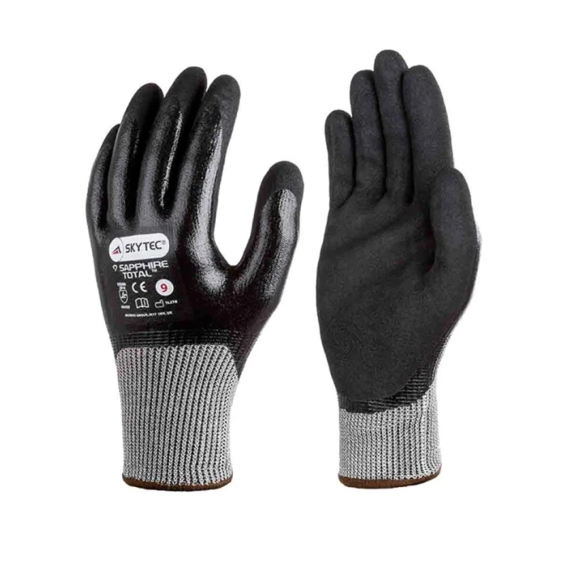 Skytec Black, Grey Nitrile Foam Work Gloves, Size 10, Cut/Abraison/Puncture/Tear Resistant SKY0012