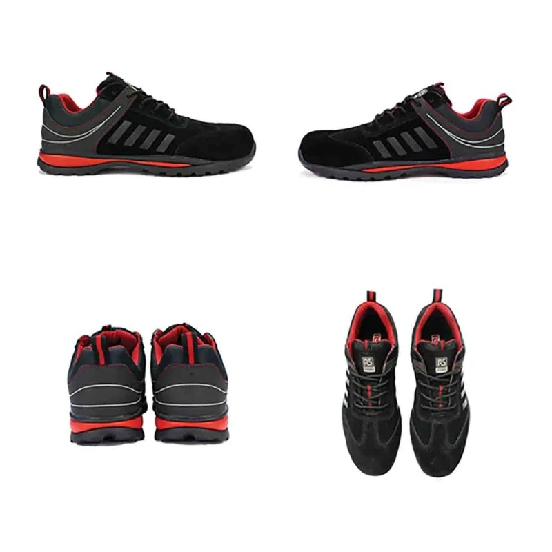 RS PRO Men's Black and Red Fibreglass Safety Trainer , UK Size 11, EU Size 46, Composite Midsole, S1P SRC RS360