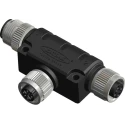 RS PRO Right Angle Circular Connector Adapter M12 Female to Dual M12 Male, IP67, 4A, 250V 201-7227