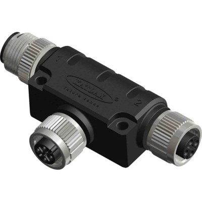 RS PRO Right Angle Circular Connector Adapter M12 Female to Dual M12 Male, IP67, 4A, 250V 201-7227