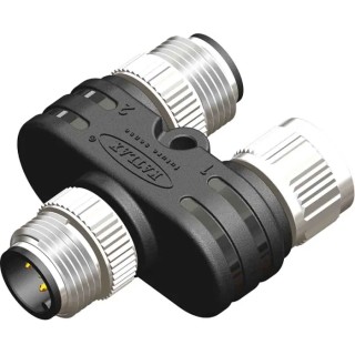 RS PRO Right Angle Y-Splitter Circular Connector M12 Female to 2× M12 Male, 4A, IP67, 60V, 201-7234