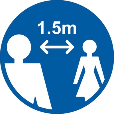 RS PRO Vinyl Social Distancing Floor Sign, Self-Adhesive, Blue, 1.5m Apart, 400mm Diameter 201-3342