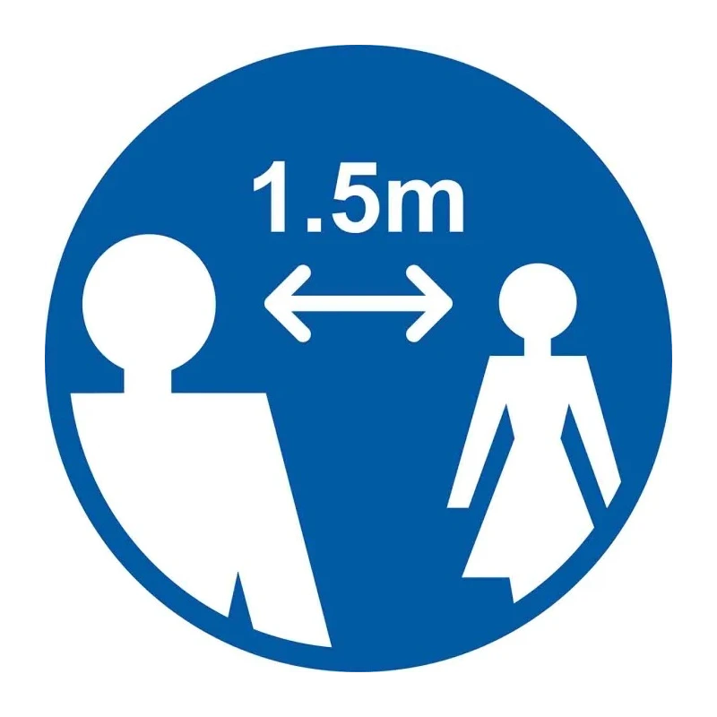 RS PRO Vinyl Social Distancing Floor Sign, Self-Adhesive, Blue, 1.5m Apart, 400mm Diameter 201-3342