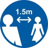 RS PRO Vinyl Social Distancing Floor Sign, Self-Adhesive, Blue, 1.5m Apart, 400mm Diameter 201-3342