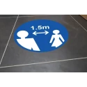 RS PRO Vinyl Social Distancing Floor Sign, Self-Adhesive, Blue, 1.5m Apart, 400mm Diameter 201-3342