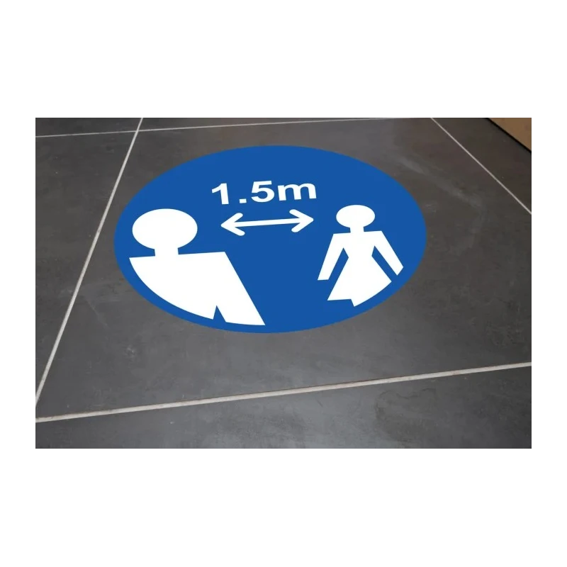 RS PRO Vinyl Social Distancing Floor Sign, Self-Adhesive, Blue, 1.5m Apart, 400mm Diameter 201-3342