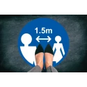 RS PRO Vinyl Social Distancing Floor Sign, Self-Adhesive, Blue, 1.5m Apart, 400mm Diameter 201-3342