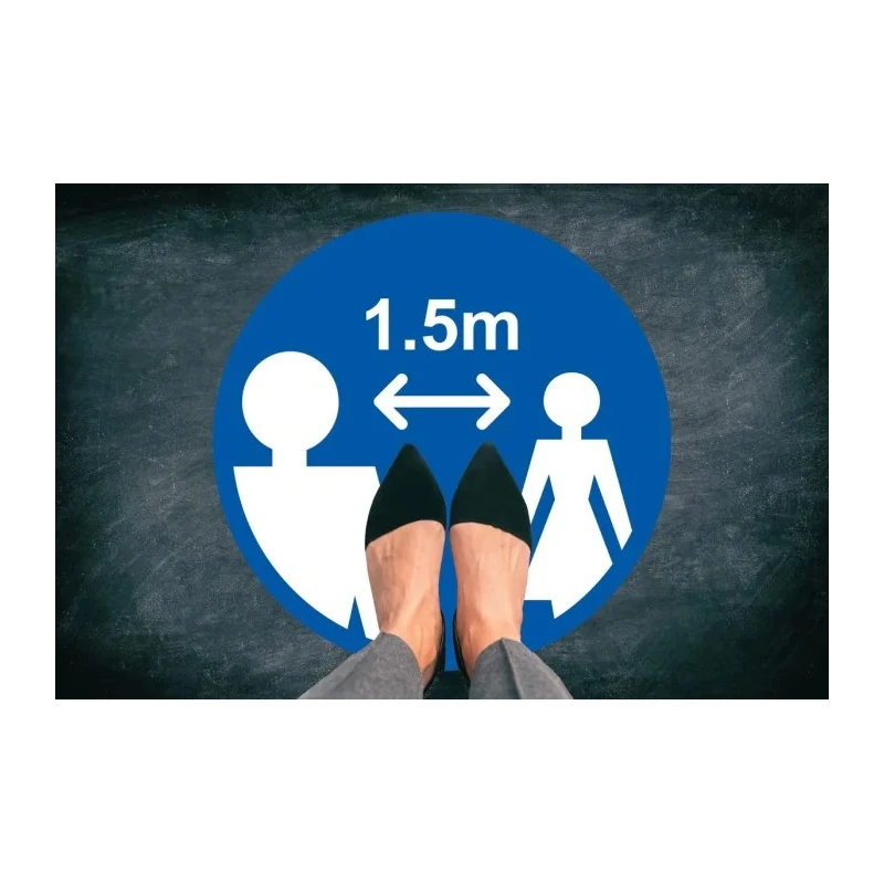 RS PRO Vinyl Social Distancing Floor Sign, Self-Adhesive, Blue, 1.5m Apart, 400mm Diameter 201-3342