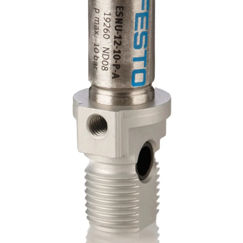 Festo ISO Standard Pneumatic Cylinder 10mm Stroke, 12mm Bore, Aluminium Body, Single Acting, ESNU-12-10-P-A