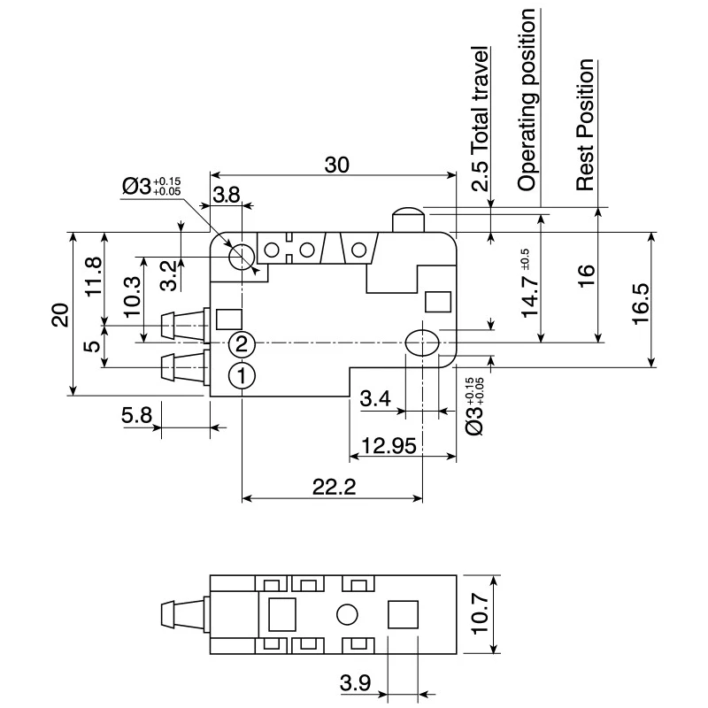 Crouzet Pneumatic Manual Control Valve, Plunger Operation, 2.5 mm Port, 8 bar, 100 NL/min, Series 81, Model 81290501