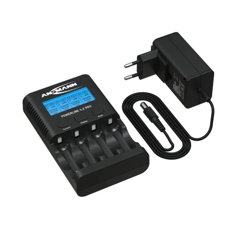 Ansmann Powerline 4.2 Pro Battery Charger 1001-0079-UK for 5V NiMH 1.8A AA/AAA Batteries USB Output with UK/EU Plug, 4 Bays