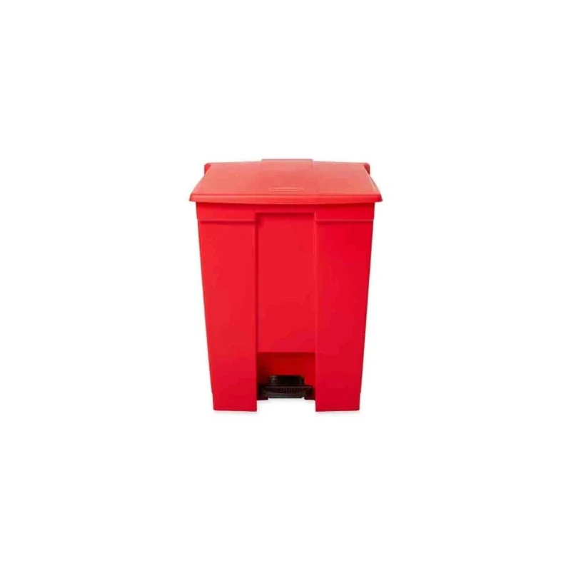 Rubbermaid Commercial Products Legacy Step-On Plastic Waste Bin, Pedal Lid, Red, 68L, FG614500RED