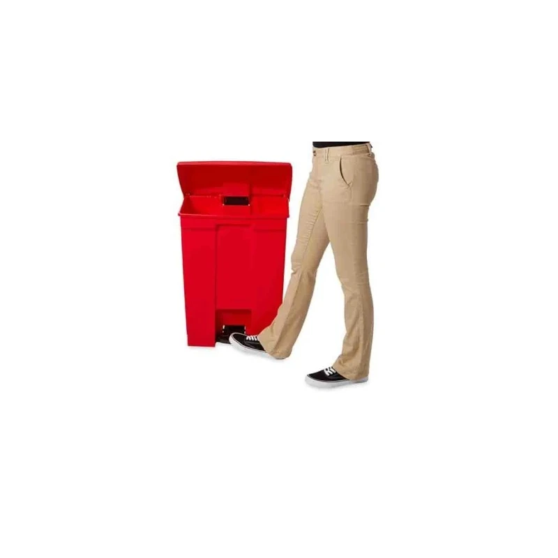 Rubbermaid Commercial Products Legacy Step-On Plastic Waste Bin, Pedal Lid, Red, 68L, FG614500RED