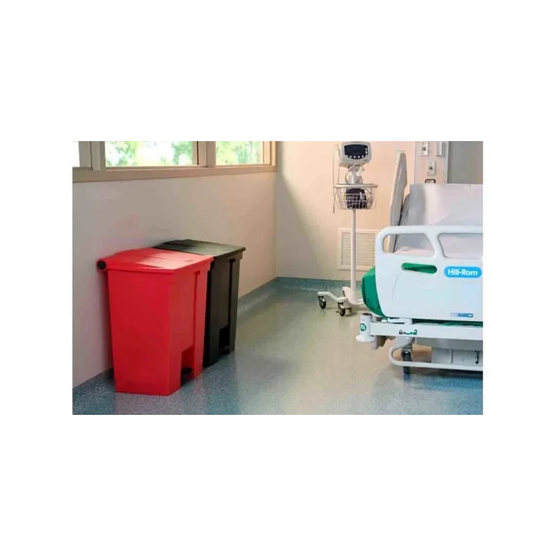 Rubbermaid Commercial Products Legacy Step-On Plastic Waste Bin, Pedal Lid, Red, 68L, FG614500RED