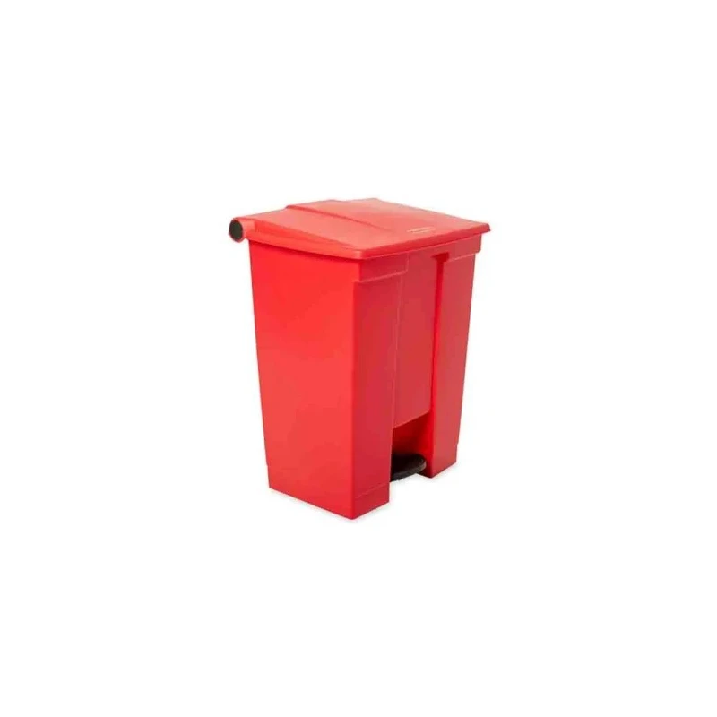 Rubbermaid Commercial Products Legacy Step-On Plastic Waste Bin, Pedal Lid, Red, 68L, FG614500RED