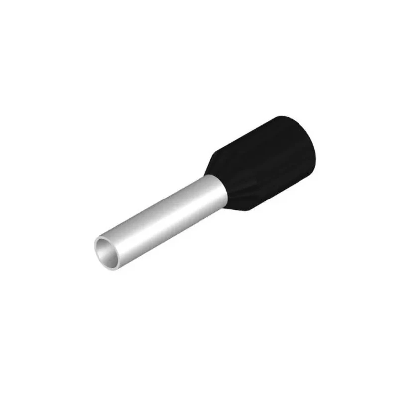Weidmüller Insulated Crimp Bootlace Ferrule, 8mm Pin Length, 1.7mm Pin Diameter, Polypropylene, Black, 16 AWG 9004350000