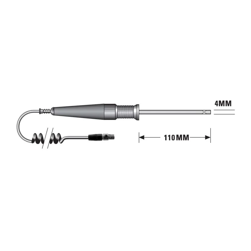 RS Pro Perforated Air Temperature Probe, 110 mm Length, 4 mm Diameter, -50°C to 50°C, DIN Connector, Stainless Steel PT100