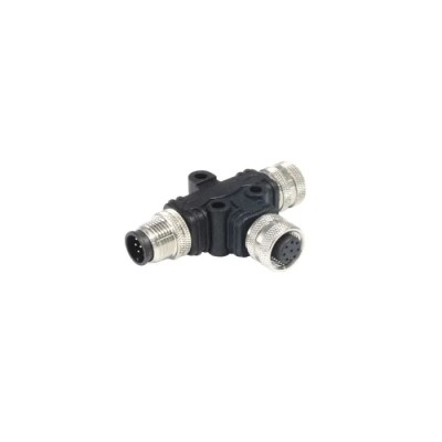 Bulgin T Circular Connector Adapter M12 Female to 2x M12 Male 12 Contacts 1.5A 30V IP67 PXPPVC12TSFM12AFBIFB