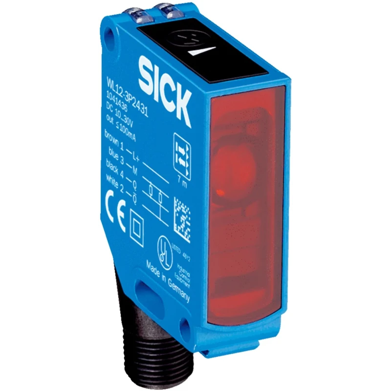 SICK WL12-3N2431 Retroreflective Photoelectric Sensor, Block Type, 7 m Detection, NPN Output, IP66/IP67/IP69K