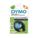 Dymo Black on Clear Label Printer Tape, 12 mm Width, 4 m Length, Compatible with LetraTag LT100H LT100T S0721530