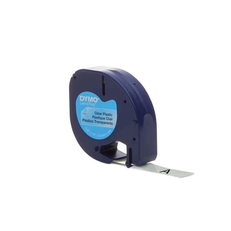 Dymo Black on Clear Label Printer Tape, 12 mm Width, 4 m Length, Compatible with LetraTag LT100H LT100T S0721530