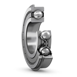 SKF Deep Groove Ball Bearing, Single Row, 12 mm ID, 32 mm OD, Sheet Metal Cage, Shielded 6201-2ZNR