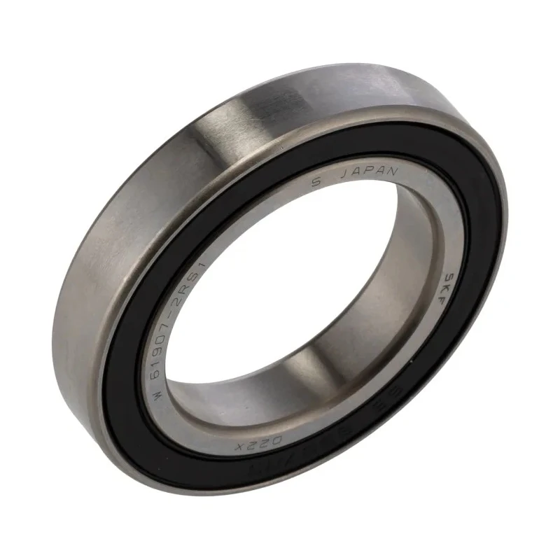 SKF Single Row Deep Groove Ball Bearing, Sealed, Stainless Steel, 35mm ID, 55mm OD, 10mm Width W 61907-2RS1