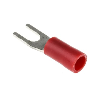 TE Connectivity Insulated Crimp Spade Connector 22 AWG to 16 AWG, M3 Stud Size, Vinyl, Red, 0.5 mm²–1.5 mm² 208-2515