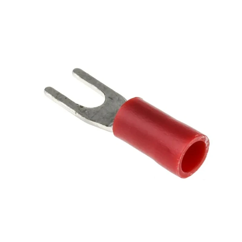 TE Connectivity Insulated Crimp Spade Connector 22 AWG to 16 AWG, M3 Stud Size, Vinyl, Red, 0.5 mm²–1.5 mm² 208-2515