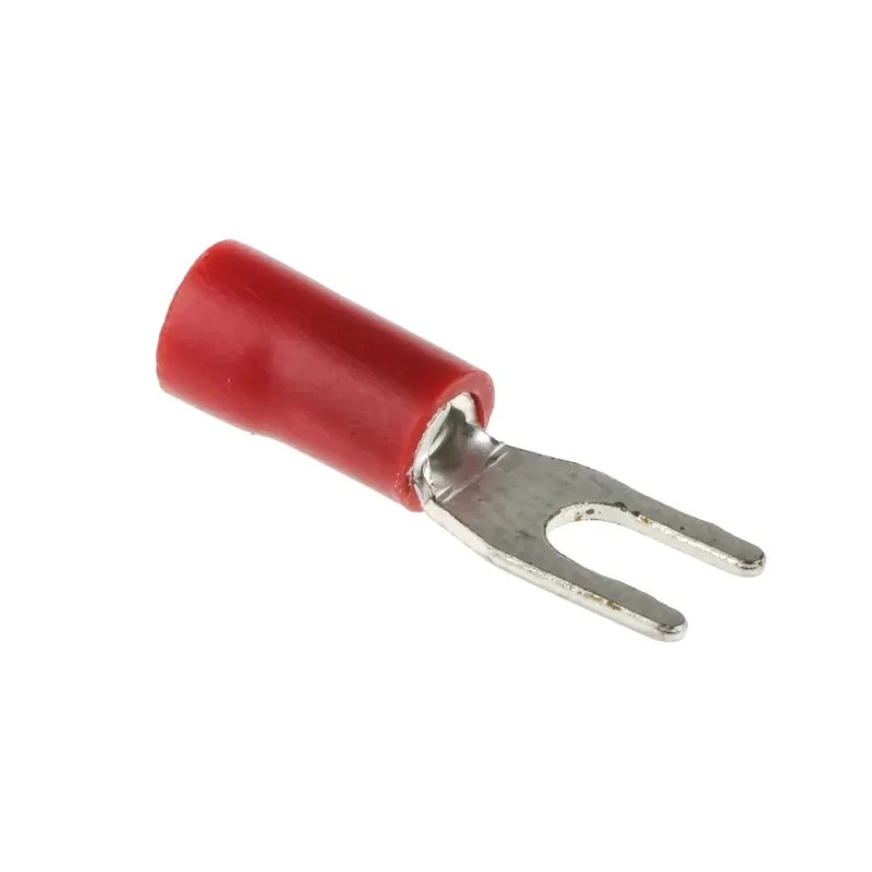 TE Connectivity Insulated Crimp Spade Connector 22 AWG to 16 AWG, M3 Stud Size, Vinyl, Red, 0.5 mm²–1.5 mm² 208-2515