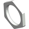 RS PRO BRNM Series Hex Nut M20x1.5 for Fixing, Nickel-Plated Brass, Female, White, 24 mm Wrench Size 208-0527